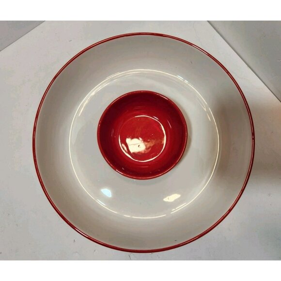 Harry & David Christmas Tree Chip Dip Veggies Dish With Red Attached Bowl 2007 - Picture 2 of 12